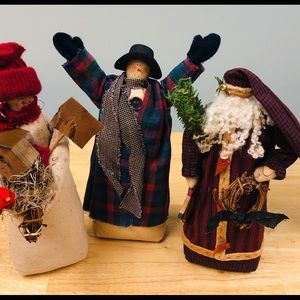 3 Winter Christmas soft figures, hand made 11” tall